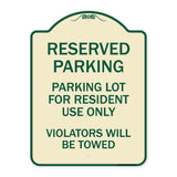 Reserved Parking Sign Reserved Parking Lot for Resident Use Only Violators Will Be Towed
