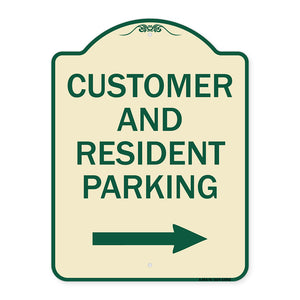 Reserved Parking Sign Customer and Visitor Parking (With Right Arrow)