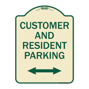 Reserved Parking Sign Customer and Visitor Parking (Bidirectional Arrow)