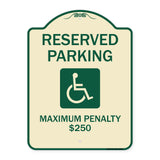 Reserved Parking Maximum Penalty $250 (With Handicapped Symbol