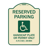 Reserved Parking Handicap Plate or Permit Only A.R.S Sec. 28-884 (Handicapped Symbol)