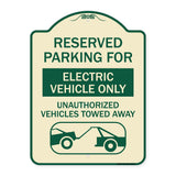Reserved Parking for Electric Vehicle Only Unauthorized Vehicles Towed Away (With Tow Away Graphic)