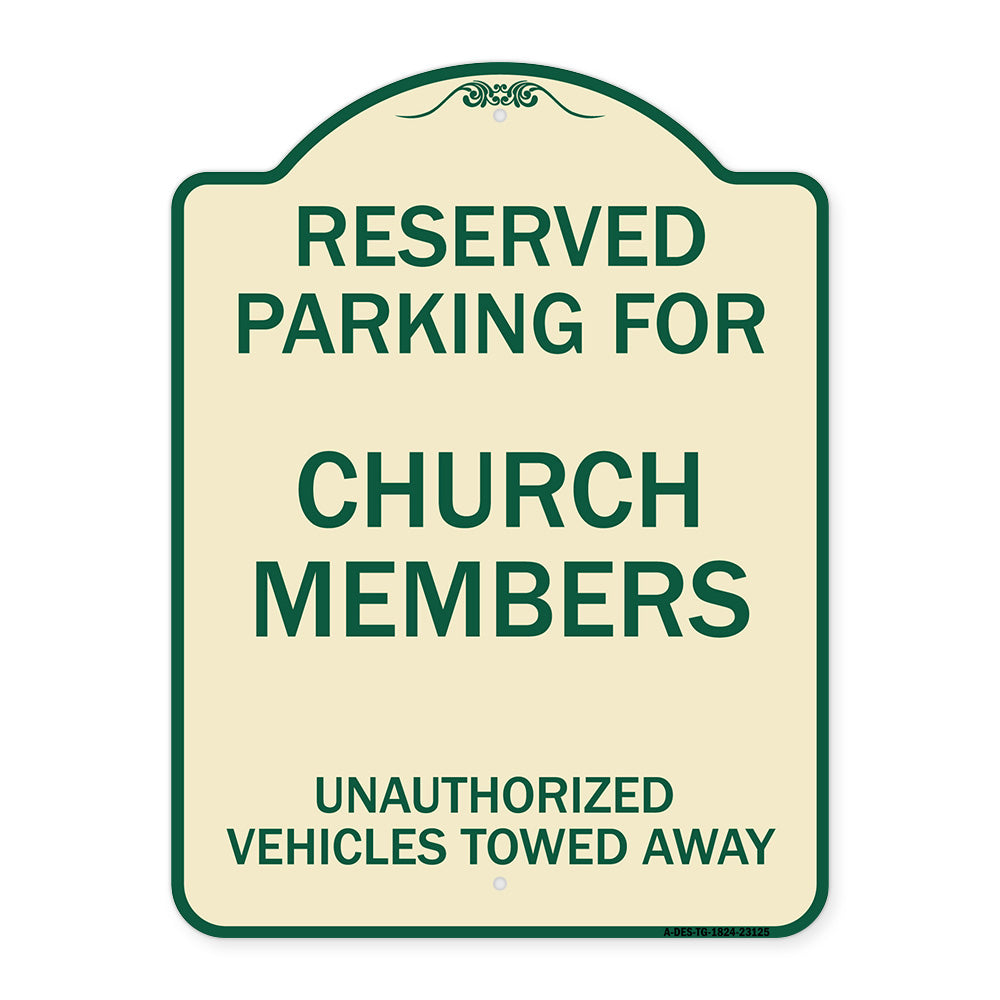Reserved Parking for Church Members Unauthorized Vehicles Towed Away