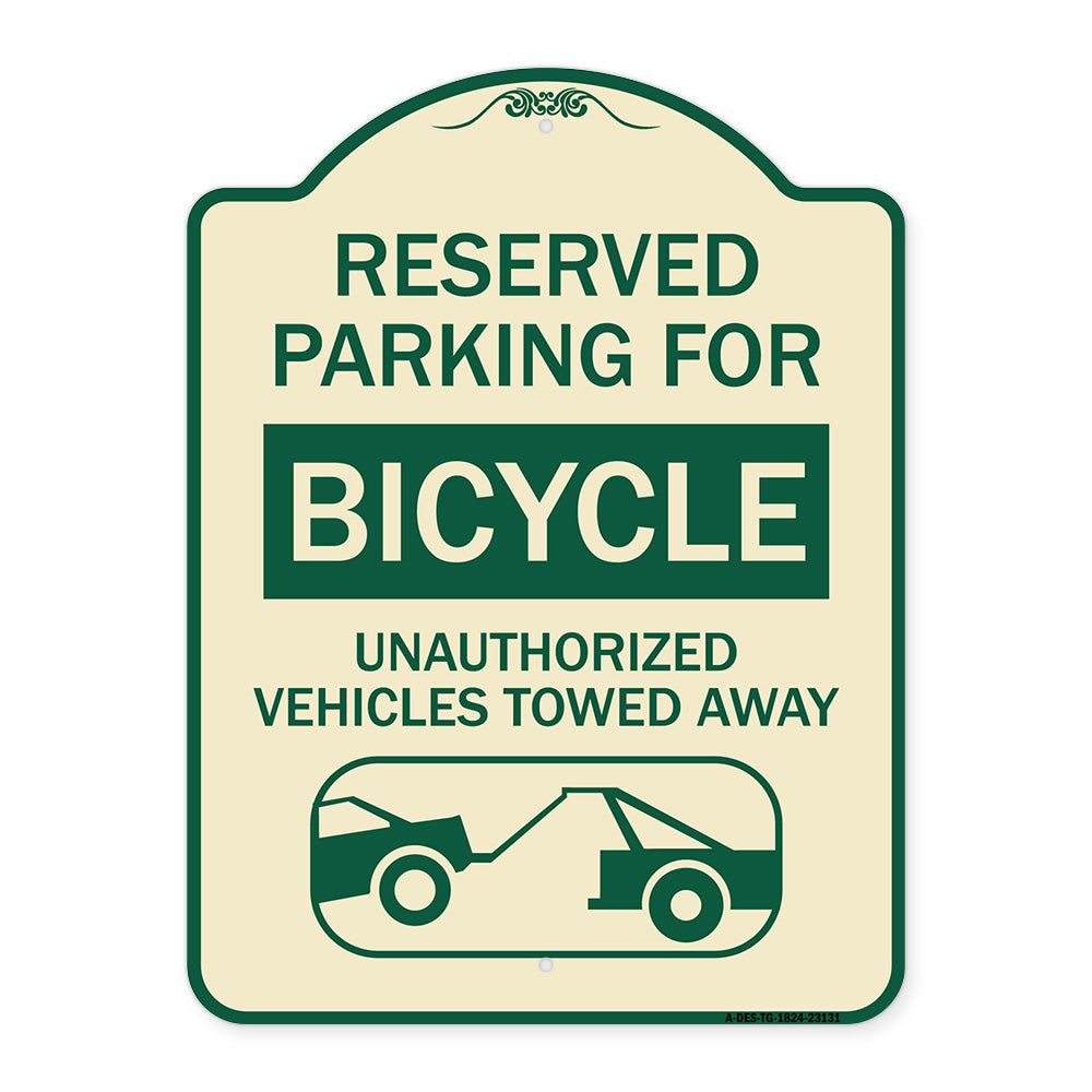 Reserved Parking for Bicycle Unauthorized Vehicles Towed Away (With Tow Away Graphic)