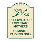 Reserved for Expectant Mothers 15 Minute Parking Only (With Stork & Baby Graphic)