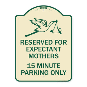 Reserved for Expectant Mothers 15 Minute Parking Only (With Stork & Baby Graphic)