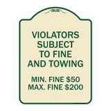 R7-8f Violators Subject to Fine and Towing Min. Fine $50 Max Fine $200