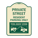 Private Street Sign Private Street Resident Parking Only Tow Away Zone (With Towing Graphic)