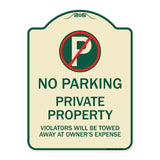 Private Property Violators Towed Away at Owner Expense with No Parking Symbol