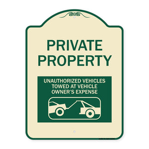 Private Property Unauthorized Vehicles Towed at Owner Expense with Graphic