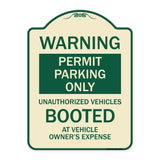 Permit Parking Only Unauthorized Vehicles Booted at Vehicle Owner's Expense