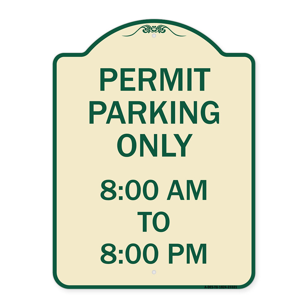 Permit Parking Only 8-00 Am to 8-00 Pm