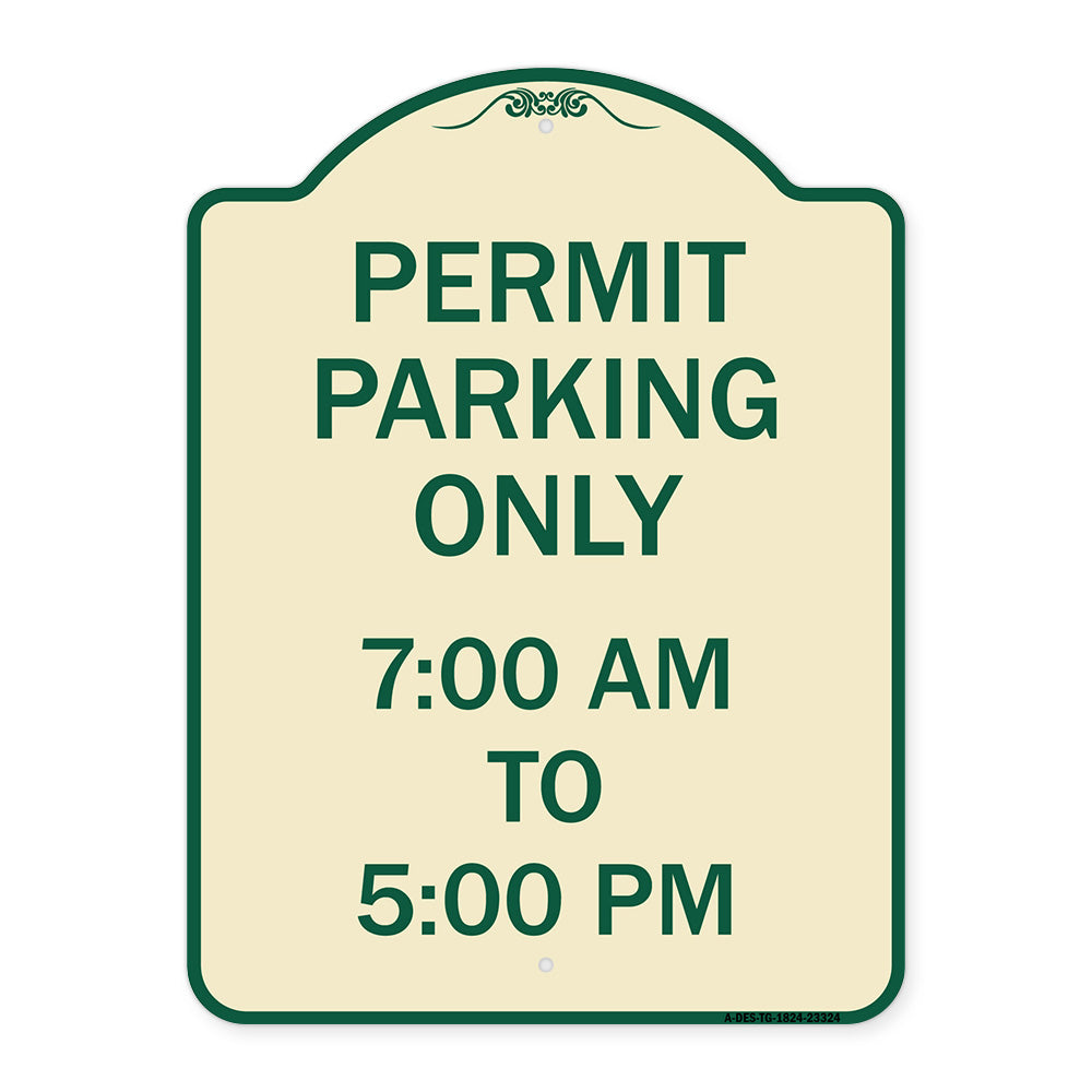 Permit Parking Only 7-00 Am to 5-00 Pm