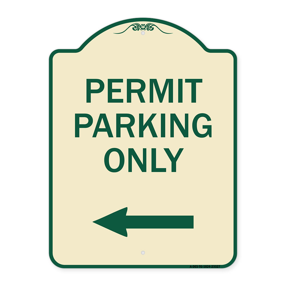 Permit Parking Only (With Left Arrow)