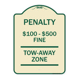 Penalty $100 - $500 Fine Tow Away Zone Virginia Handicap Supplementary Sign