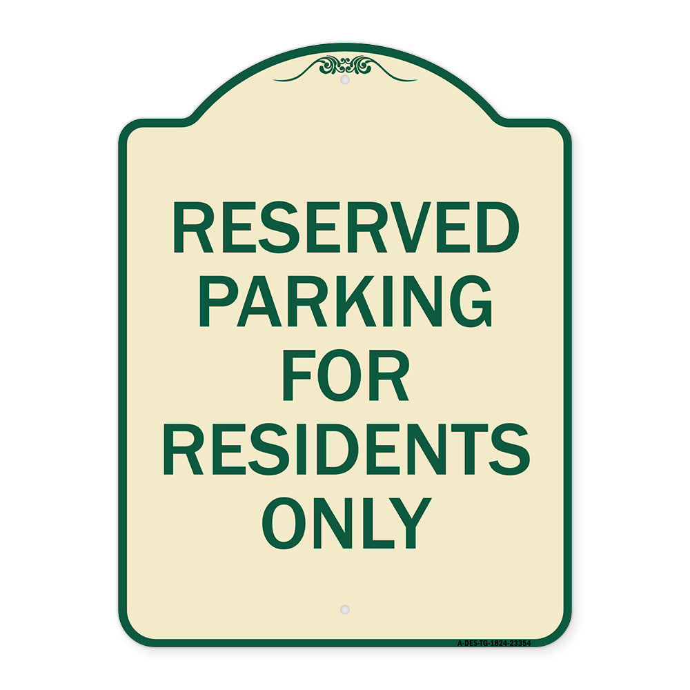 Parking Space Reserved Sign Parking Reserved for Residents Only