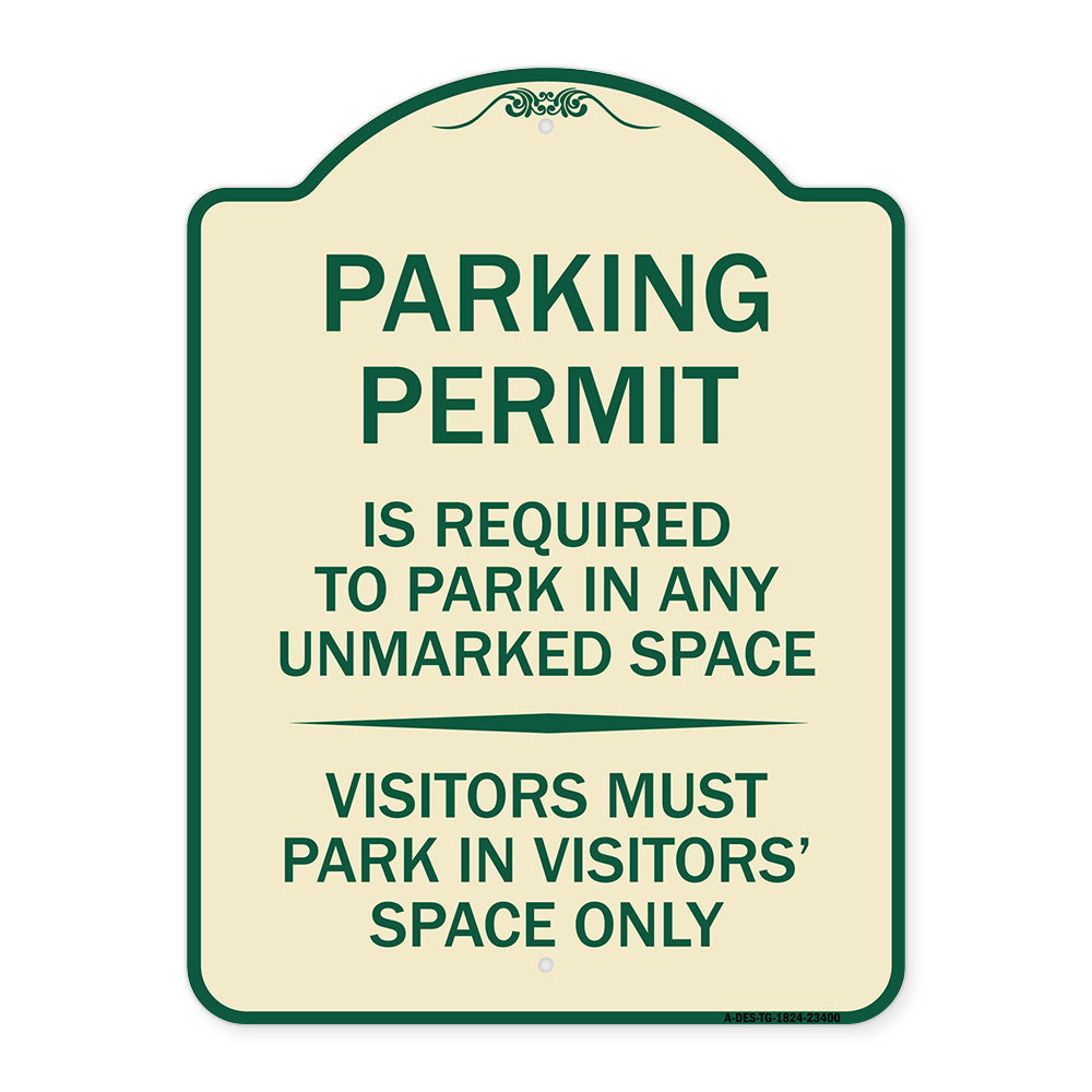 Parking Permit Is Required to Park in ANY Unmarked Space - Visitors Must Park in Visitors' Space Only