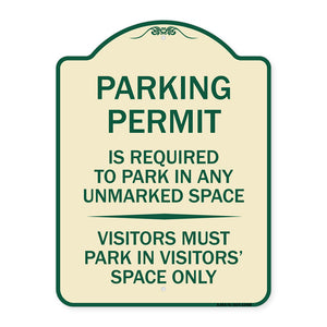 Parking Permit Is Required to Park in ANY Unmarked Space - Visitors Must Park in Visitors' Space Only