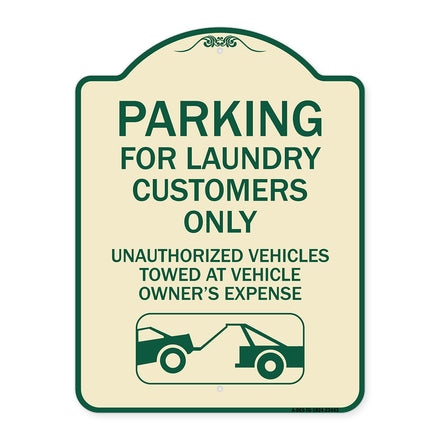 Parking for Laundry Customers Only - Unauthorized Vehicles Towed at Vehicle Owner's Expense (With Graphic)