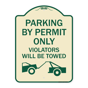 Parking by Permit Only Violators Will Be Towed (Towing Symbol)