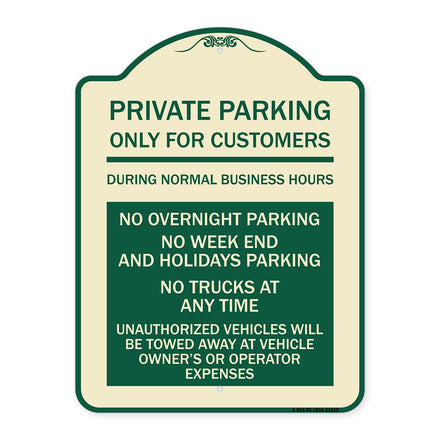 Only for Customers During Normal Business Hours No Overnight Parking No Trucks at Anytime Unauthorized Vehicle Towed