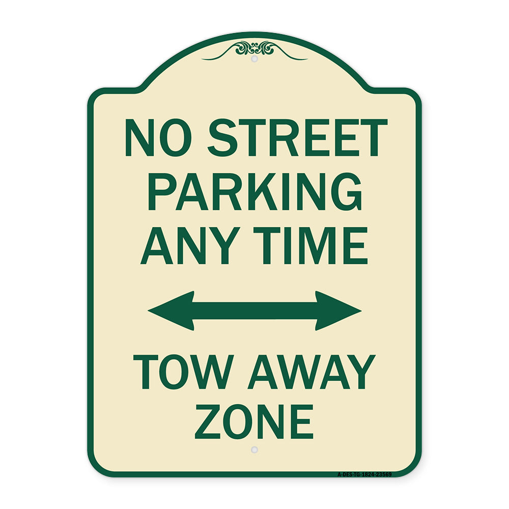 No Street Parking Anytime Tow Away Zone (With Bidirectional Arrow)