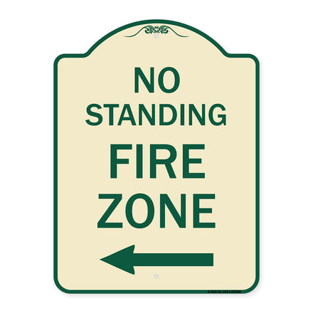 No Standing Fire Zone with Left Arrow