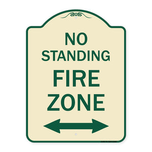 No Standing Fire Zone with Bidirectional Arrow