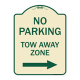 No Parking Tow Away Zone with Right Arrow