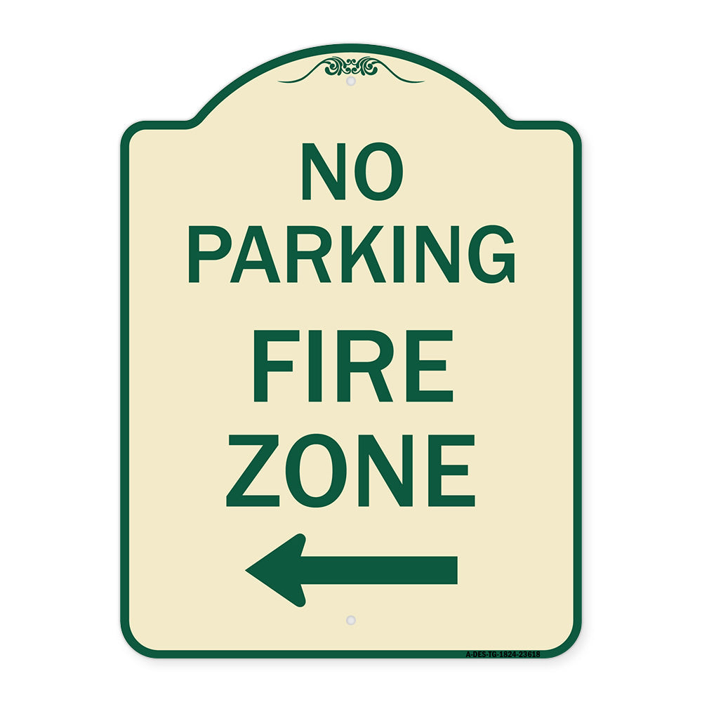 No Parking Fire Zone with Left Arrow