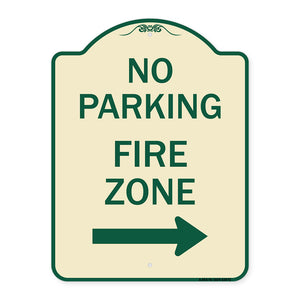 No Parking Sign Fire Zone with Right Arrow