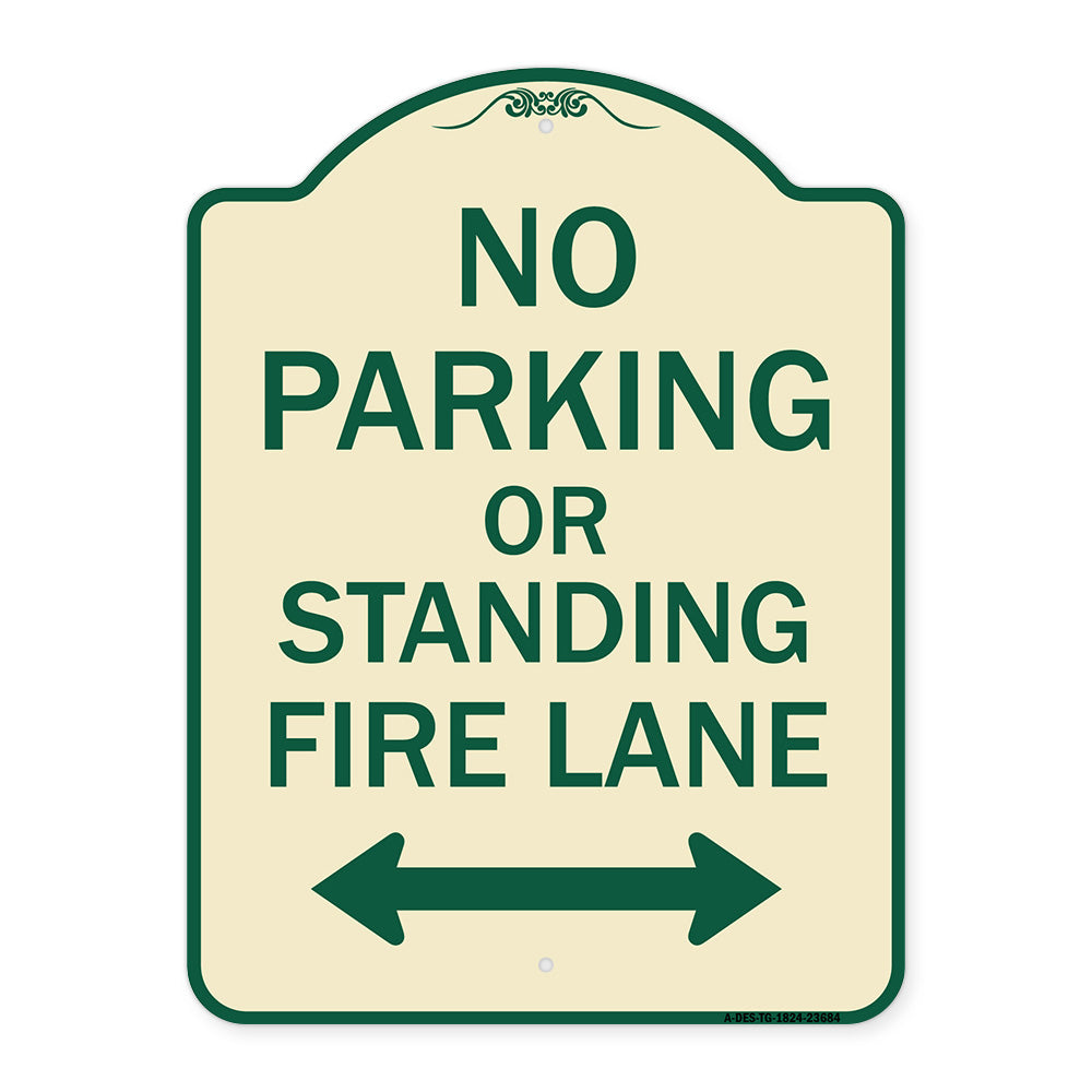 No Parking or Standing Fire Lane (With Bidirectional Arrow)