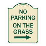 No Parking on the Grass with Right Arrow