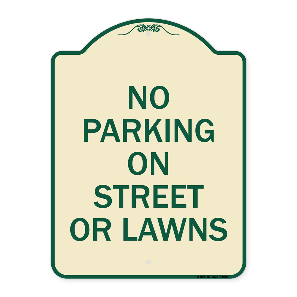 No Parking on Street or Lawns