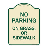 No Parking on Grass or Sidewalk Parking Sign