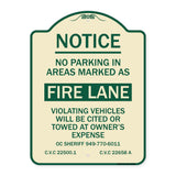 No Parking in Areas Marked as Fire Lane CVC Section 22500.1 and 22658 A