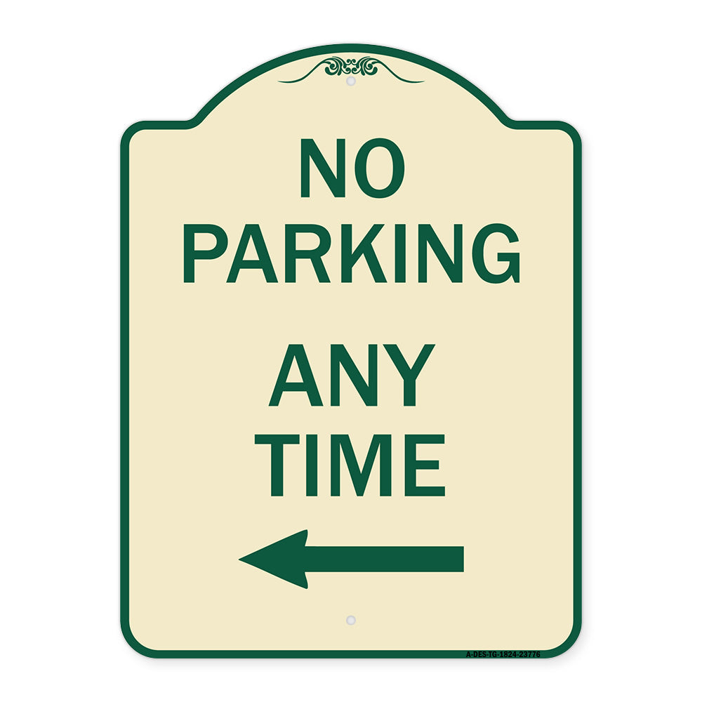 No Parking Anytime with Left Arrow