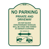 No Parking - Private and Active Driveway Do Not Block Unauthorized Vehicles Will Be Cited and Towed at Owner's Expense