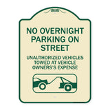 No Overnight Parking on Street Unauthorized Vehicles Towed at Vehicle Owner's Expense (With Car Tow Graphic)