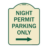 Night Permit Parking Only (With Right Arrow)