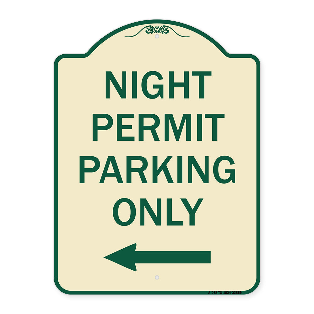Night Permit Parking Only (With Left Arrow)