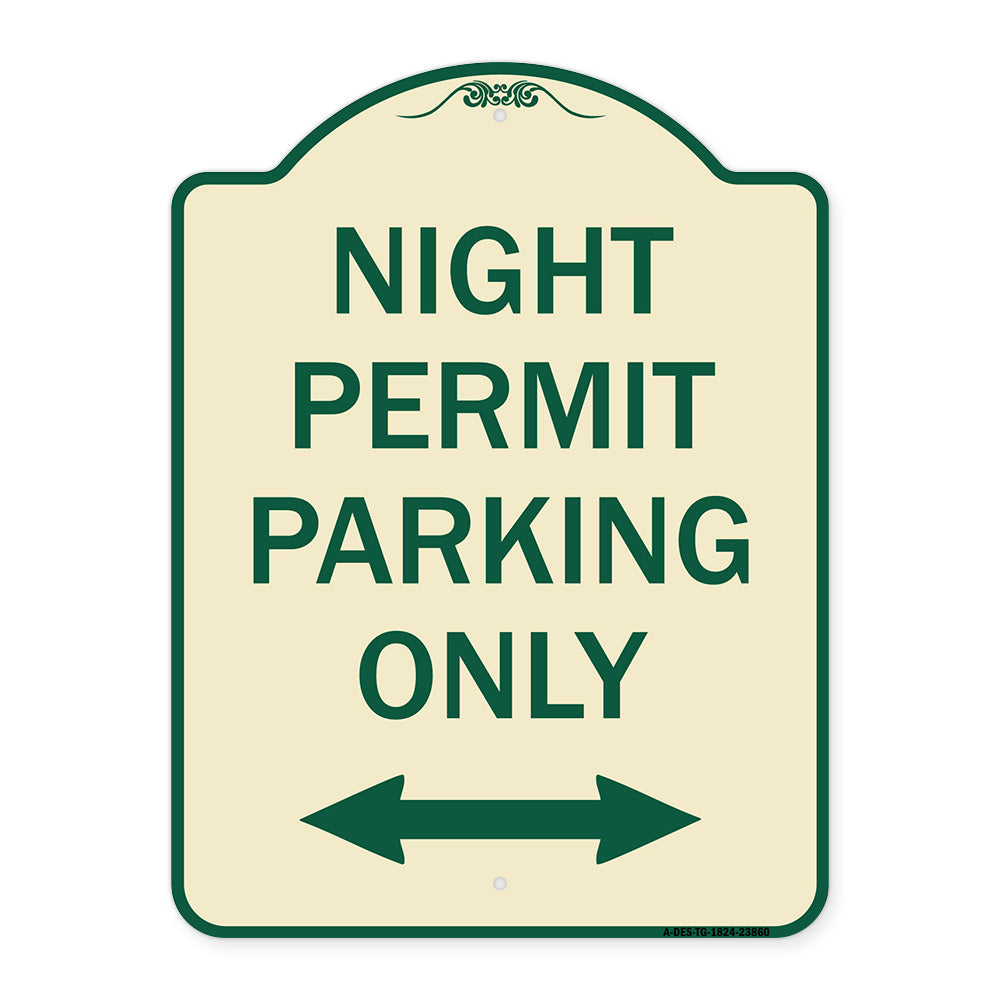 Night Permit Parking Only (With Bi-Directional Arrow)