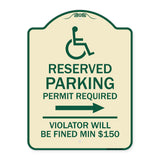 Modern Isa Symbol) Connecticut Reserved Parking Permit Required Violators Will Be Fined Min $150 (With Right Arrow)