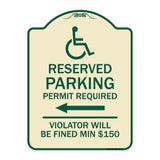 Modern Isa Symbol) Connecticut Reserved Parking Permit Required Violators Will Be Fined Min $150 (With Left Arrow)