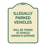 Illegally Parked Vehicles Will Be Towed at Owner's Expense Sign