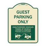 Guest Parking Only Unauthorized Vehicles Towed at Owner Expense with Graphic