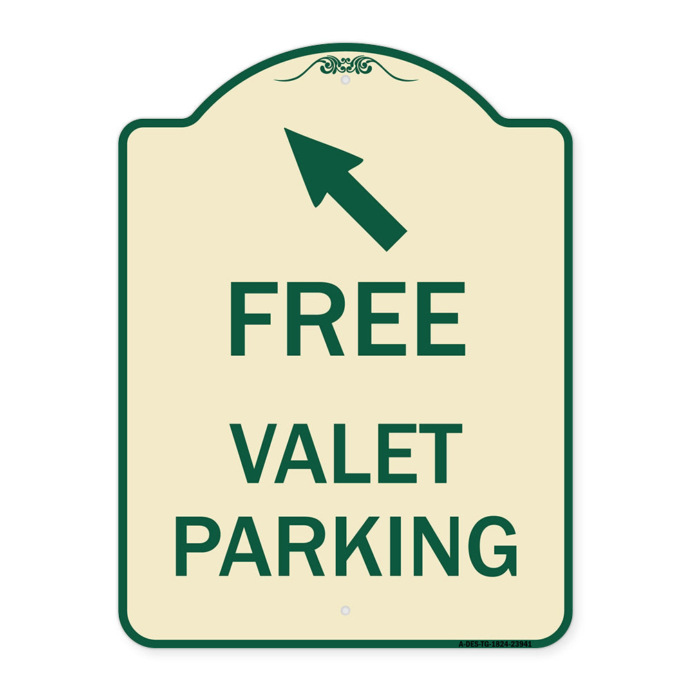 Free Valet Parking with Upper Left Arrow