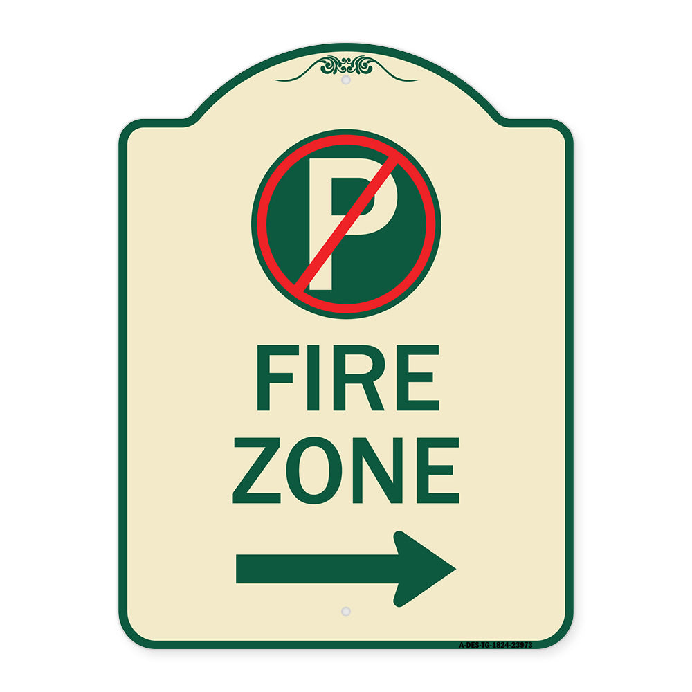 Fire Zone (No Parking Symbol and Right Arrow)