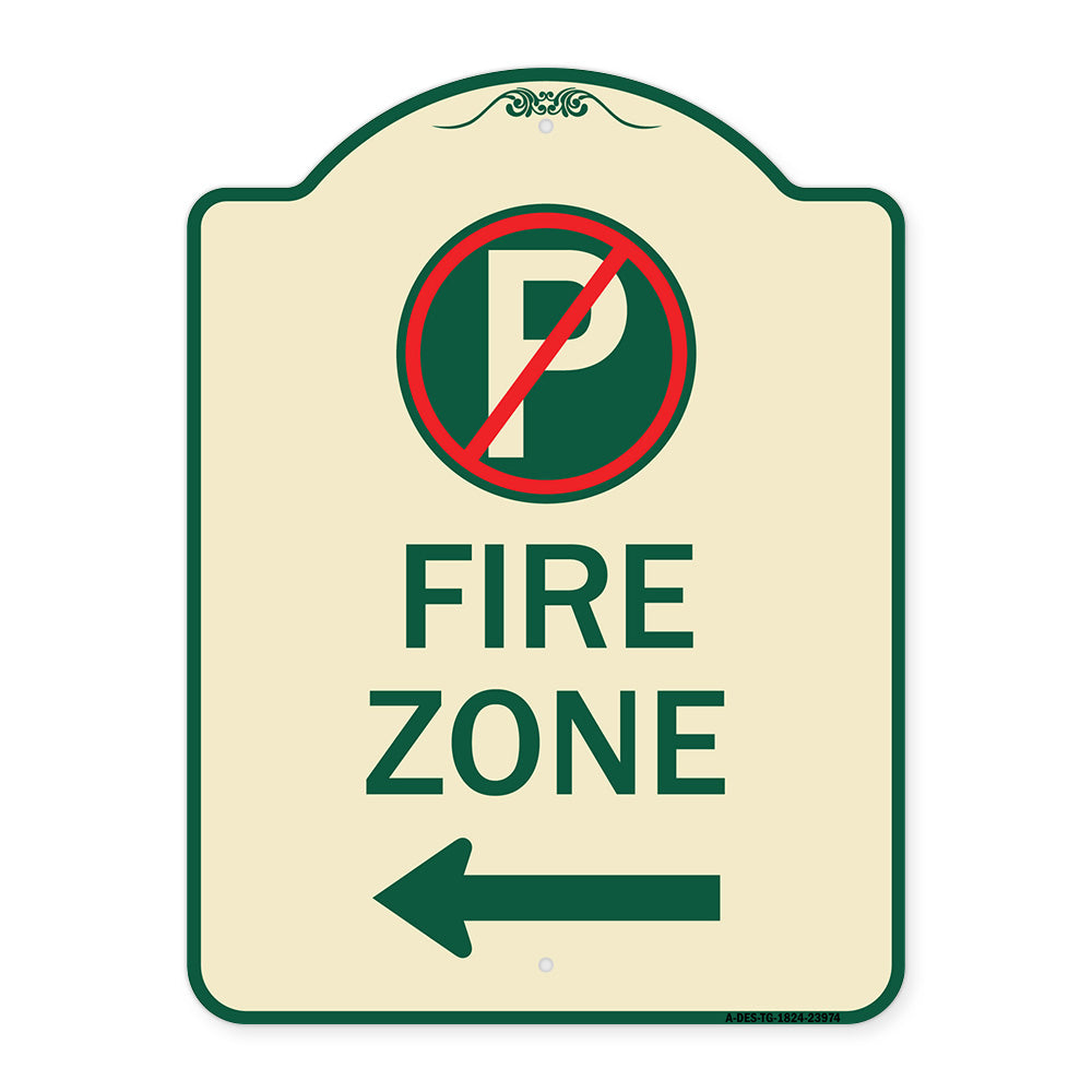 Fire Zone (No Parking Symbol and Left Arrow)