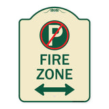 Fire Zone (No Parking Symbol and Arrow Pointing Left and Right)